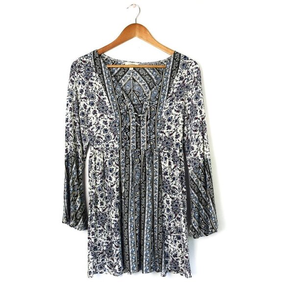 Umgee Floral Paisley Flare Sleeve Boho Tunic Small - Picture 15 of 15